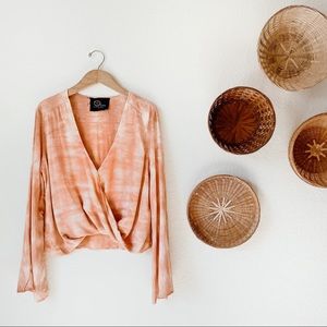 Blue Life Pink/Soft Coral Tie Dye Bell Sleeve Top